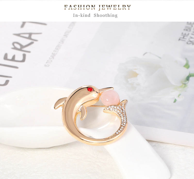 Cute Dolphin Alloy Inlay Rhinestone Brooches 1 Piece