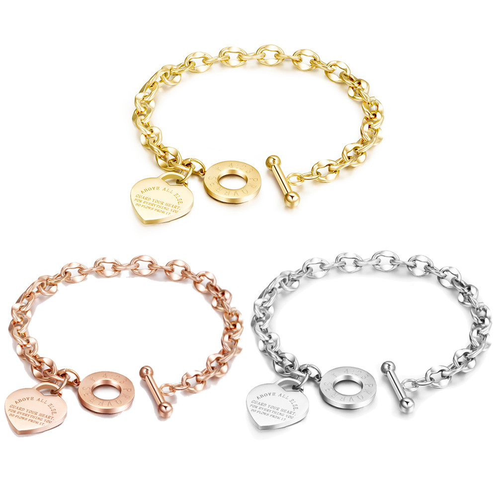 Simple Style Heart Shape Stainless Steel Bracelets Plating Stainless Steel Bracelets