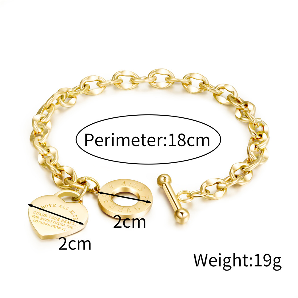 Simple Style Heart Shape Stainless Steel Bracelets Plating Stainless Steel Bracelets