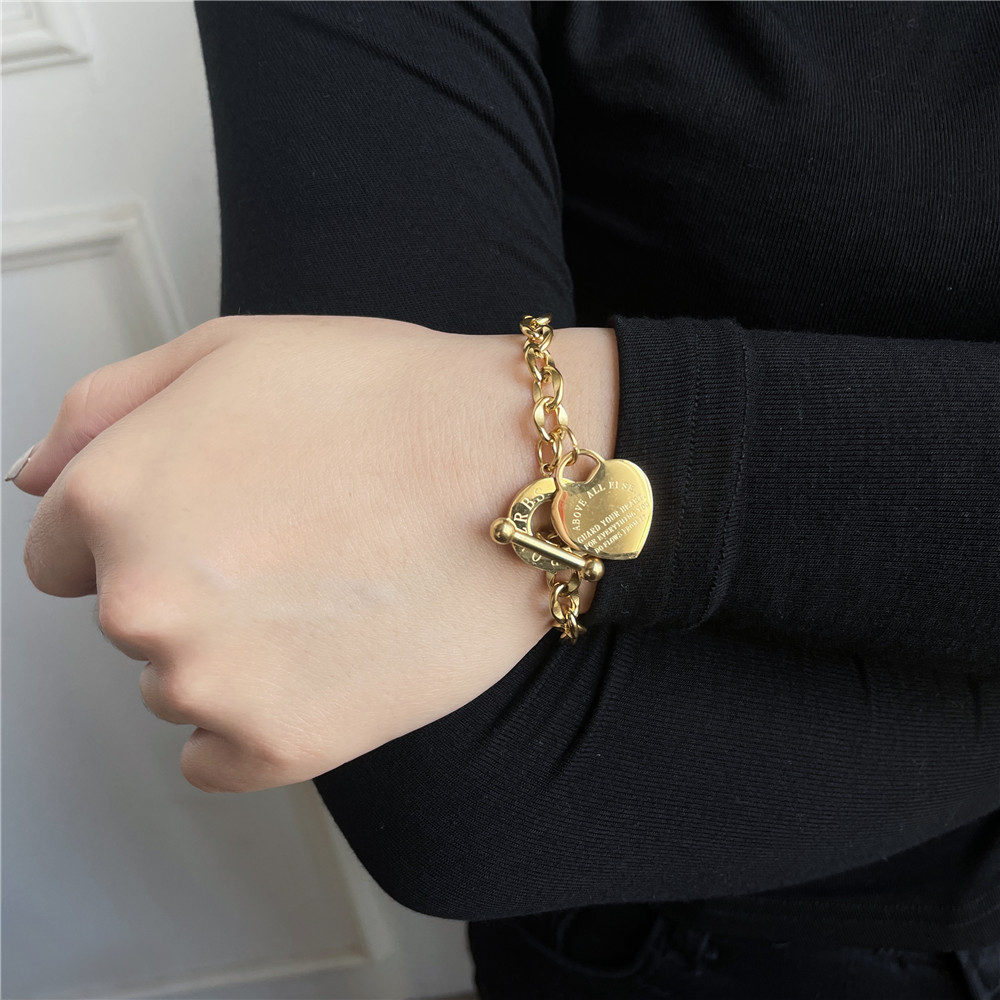 Simple Style Heart Shape Stainless Steel Bracelets Plating Stainless Steel Bracelets