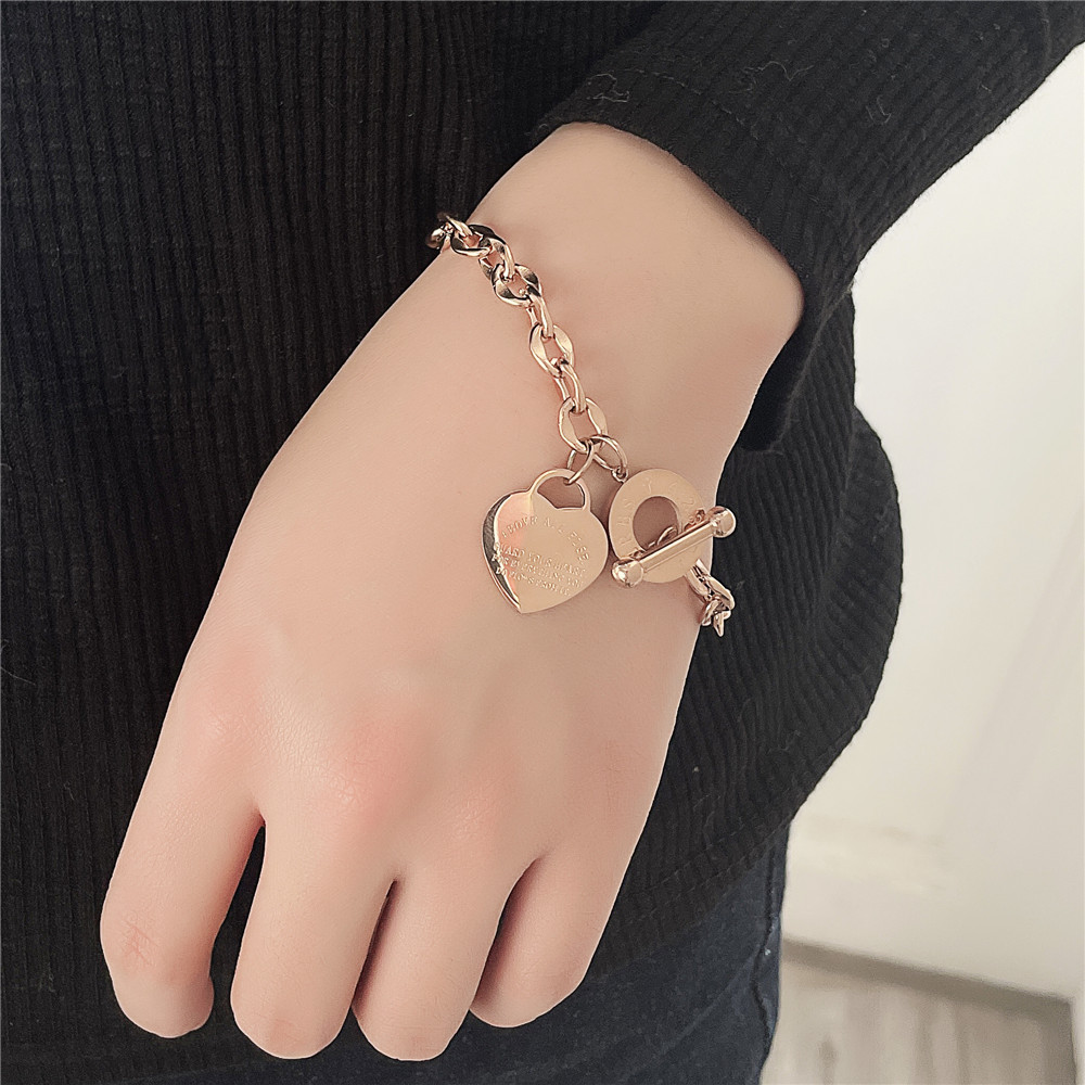 Simple Style Heart Shape Stainless Steel Bracelets Plating Stainless Steel Bracelets