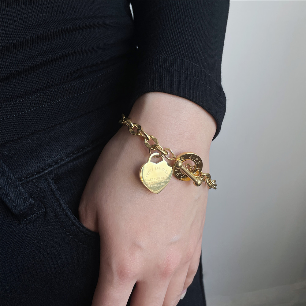 Simple Style Heart Shape Stainless Steel Bracelets Plating Stainless Steel Bracelets