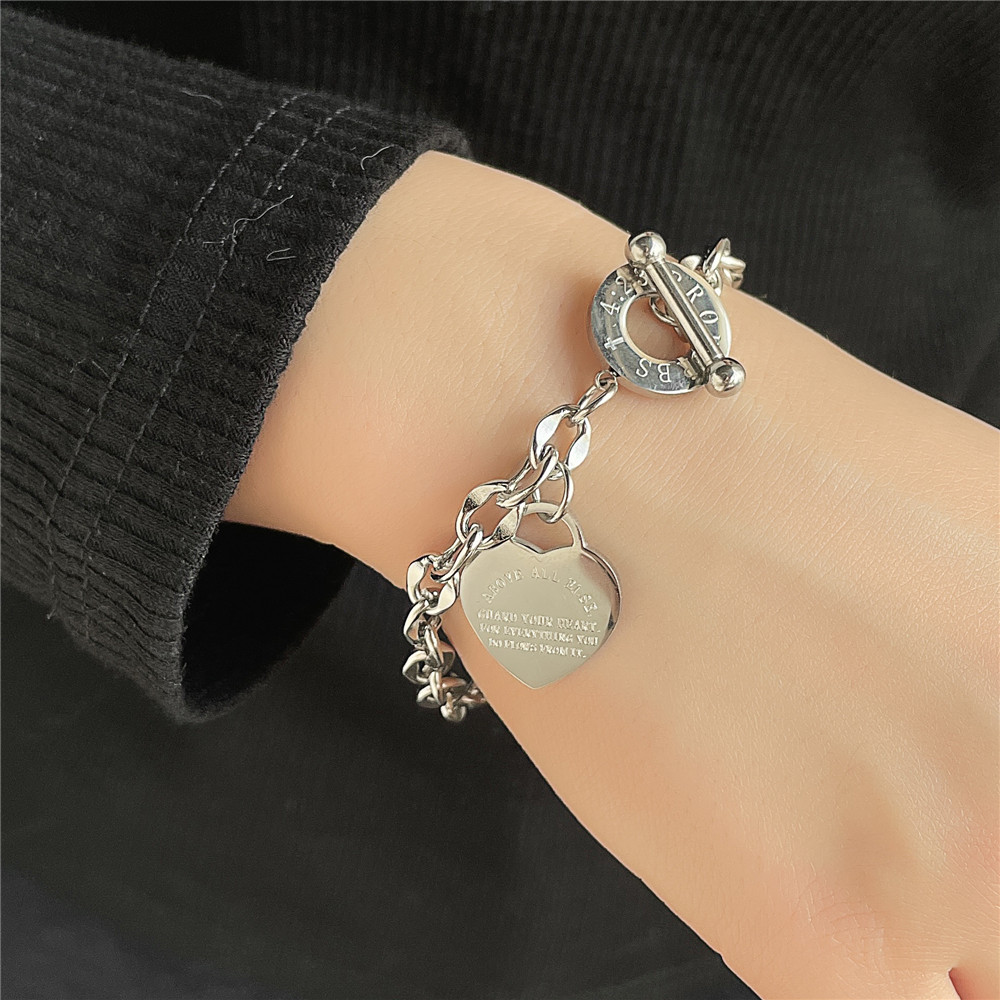 Simple Style Heart Shape Stainless Steel Bracelets Plating Stainless Steel Bracelets