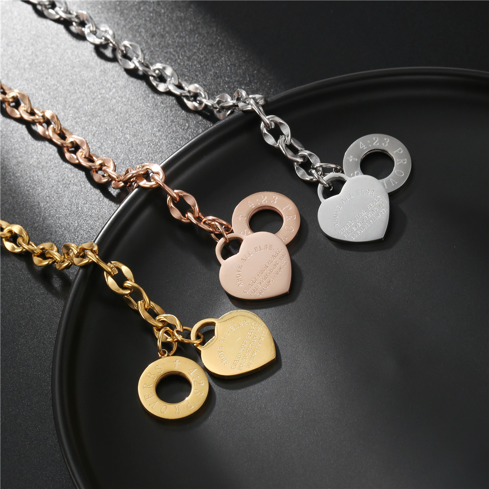 Simple Style Heart Shape Stainless Steel Bracelets Plating Stainless Steel Bracelets