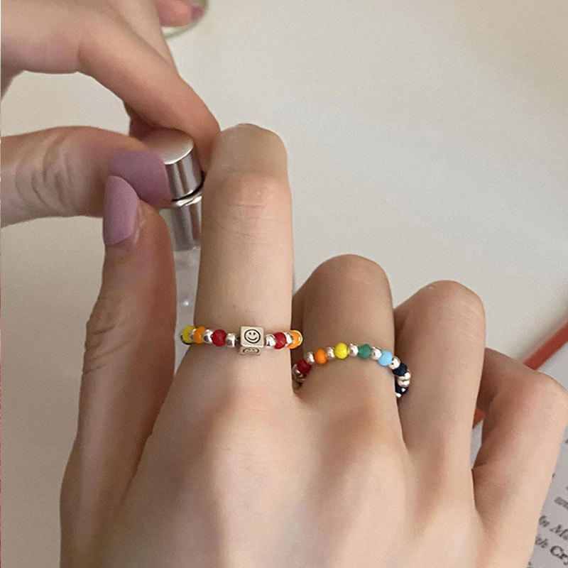 Fashion Heart Shape Smiley Face Beaded Rings