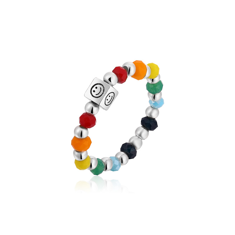 Fashion Heart Shape Smiley Face Beaded Rings