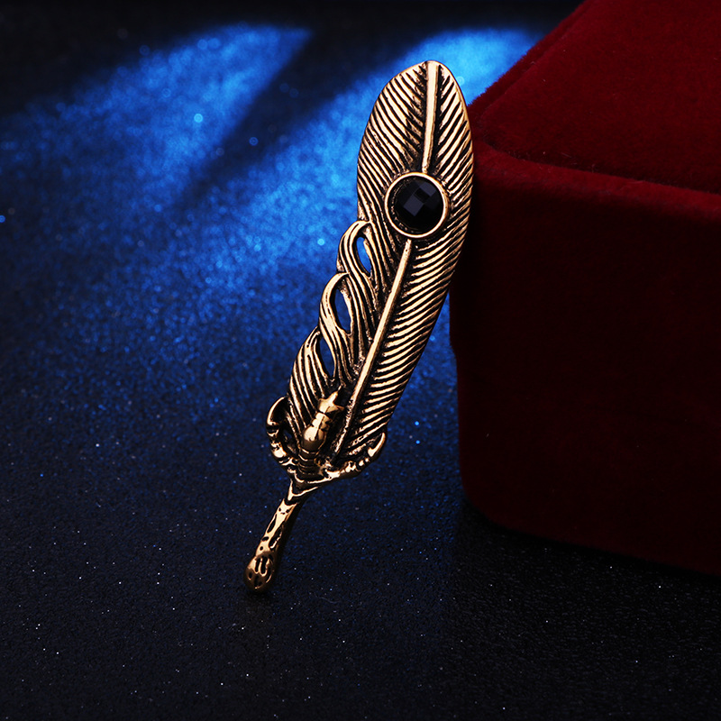 Retro Feather Eagle Alloy Inlaid Gemstone Artificial Gemstones Menu0027S