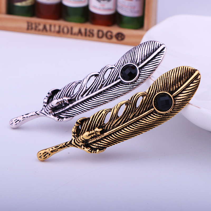 Retro Feather Eagle Alloy Inlaid Gemstone Artificial Gemstones Menu0027S