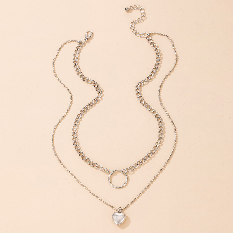 Fashion Heart Shape Alloy Plating Necklace