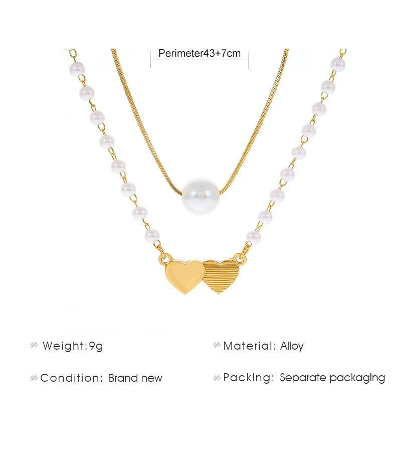 Fashion Heart Shape Alloy Beaded Layered Necklaces