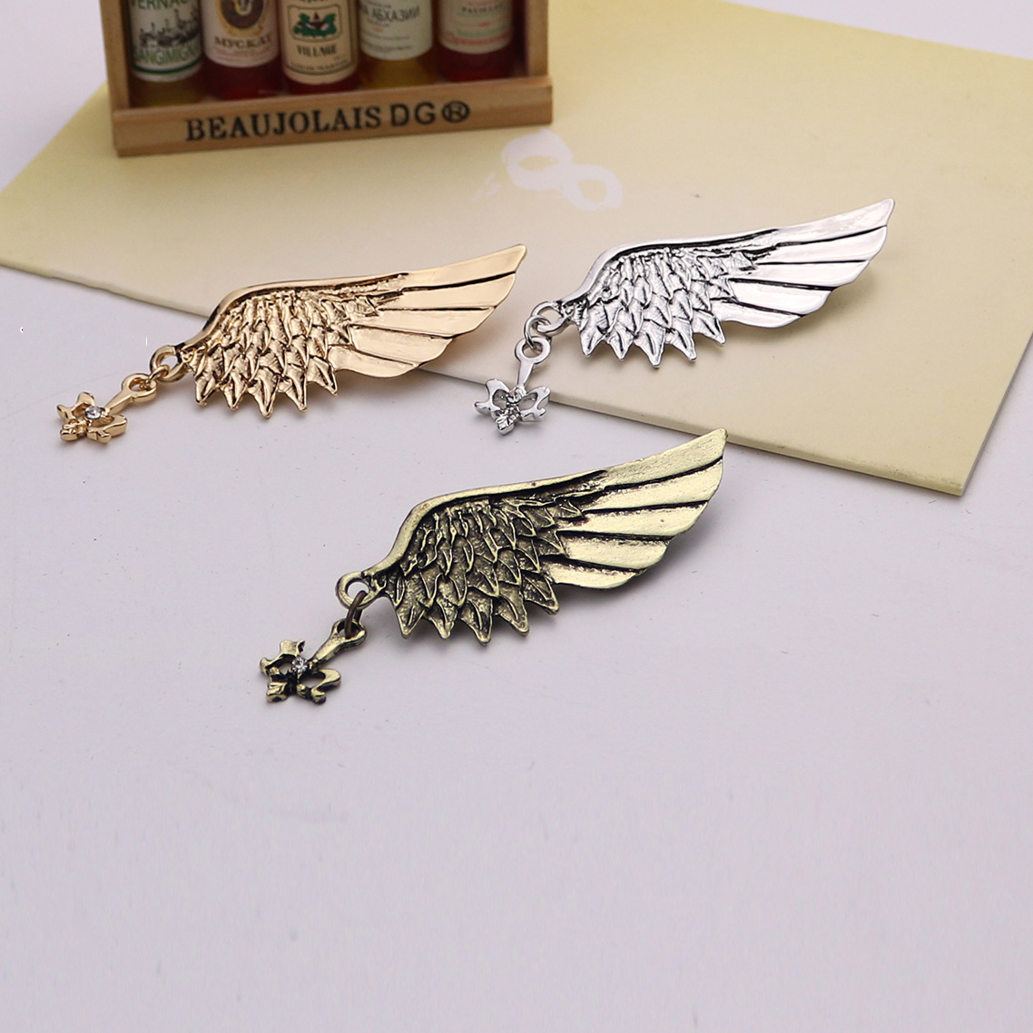 Classic Style Angel Wings Alloy Inlay Rhinestones Brooches