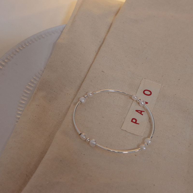Simple Style Geometric Copper Bracelets Plating Artificial Pearls Copper Bracelets