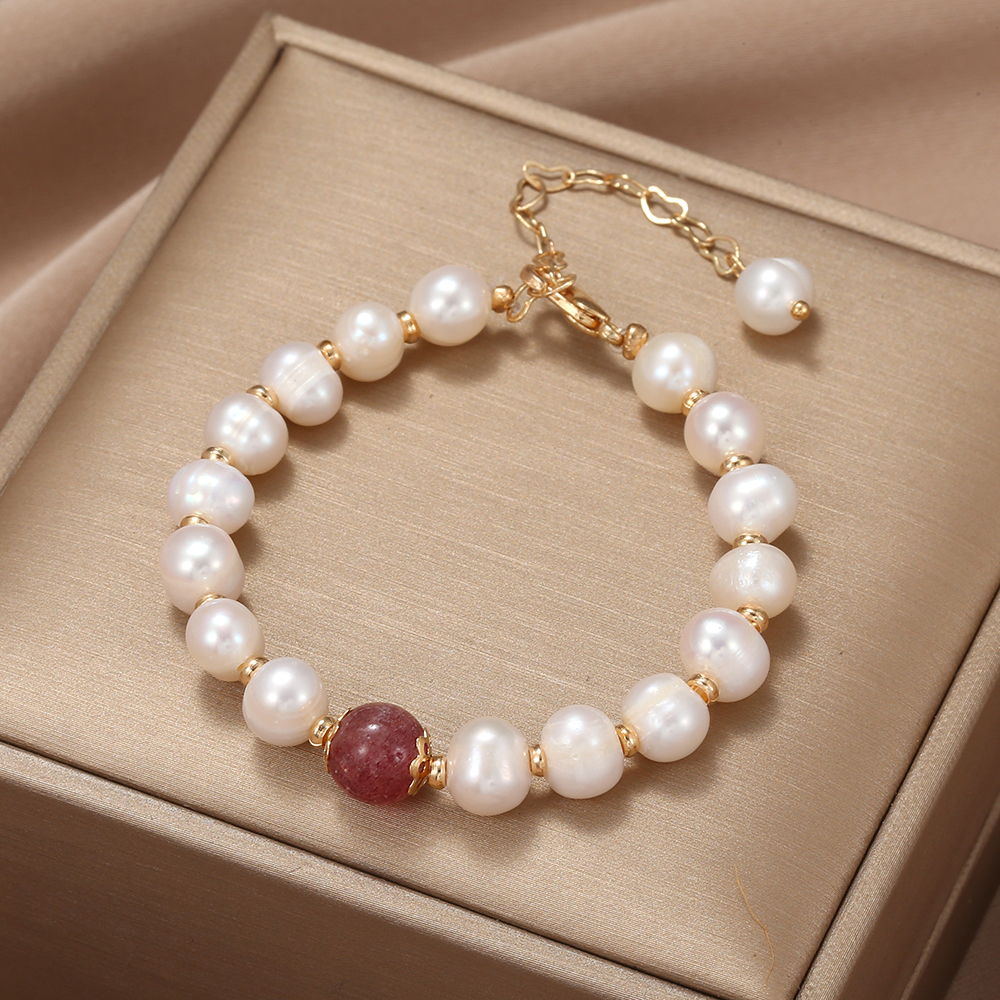 Glam Pearl Alloy Beaded Artificial Pearl Bracelets 1 Piece