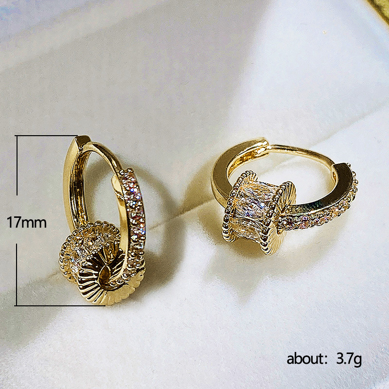 Retro Geometric Copper Ear Studs Plating Zircon Copper Earrings