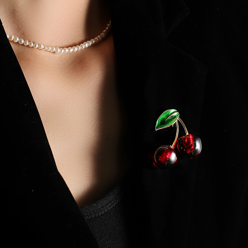 Sweet Cherry Copper Brooches 1 Piece
