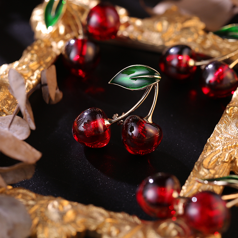 Sweet Cherry Copper Brooches 1 Piece