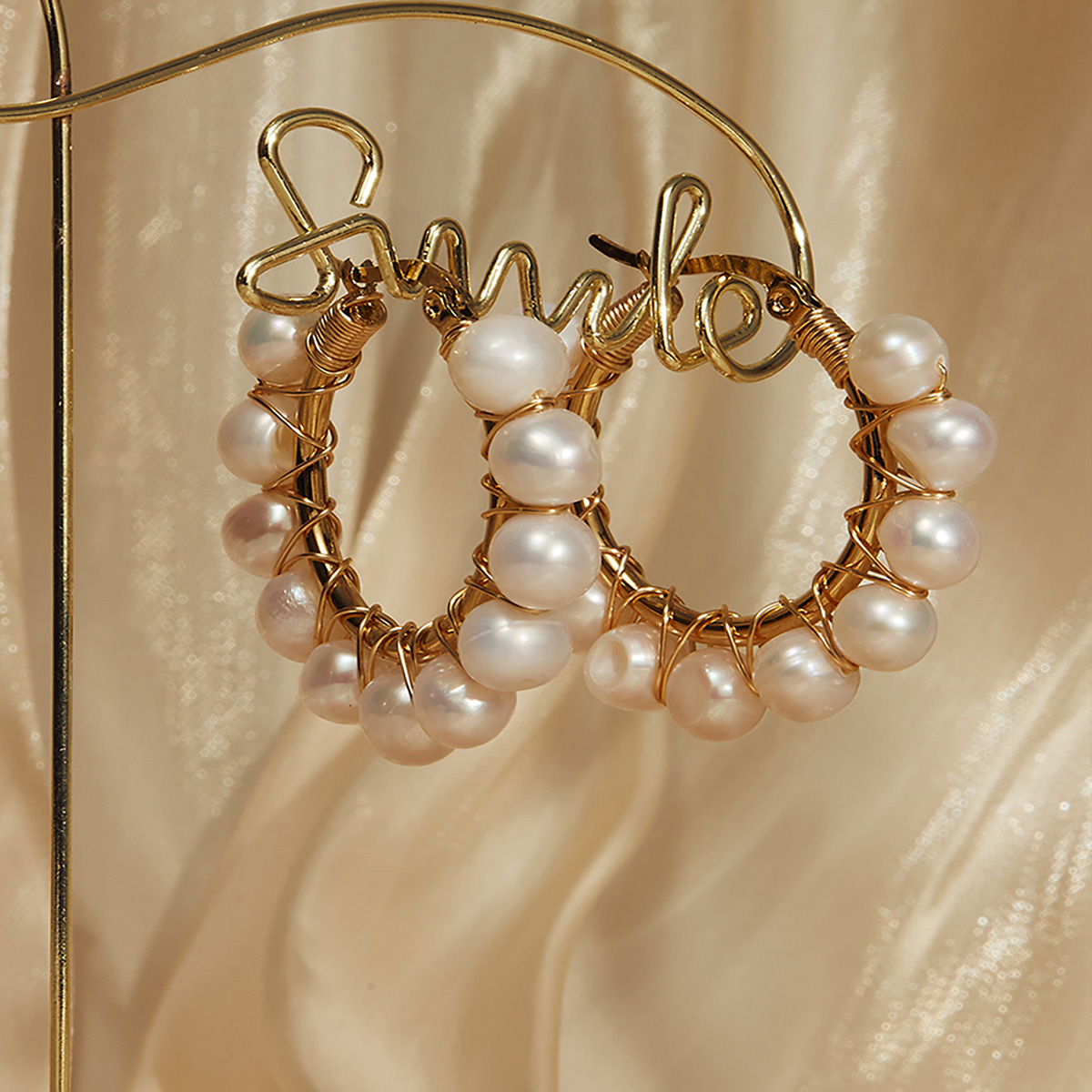 Elegant Round Copper Earrings Plating Pearl Copper Earrings