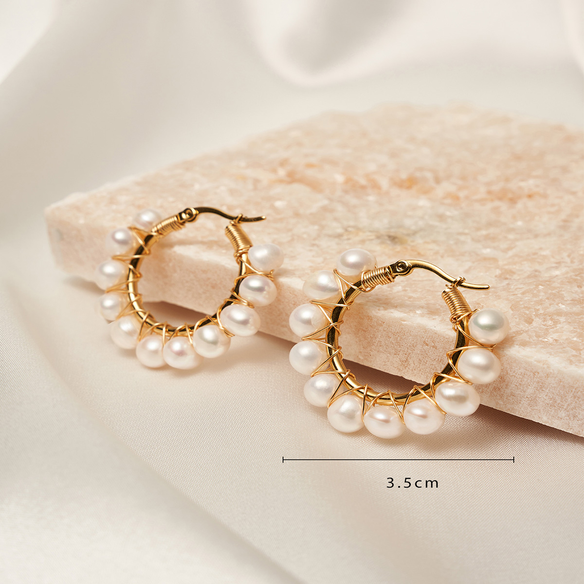 Elegant Round Copper Earrings Plating Pearl Copper Earrings