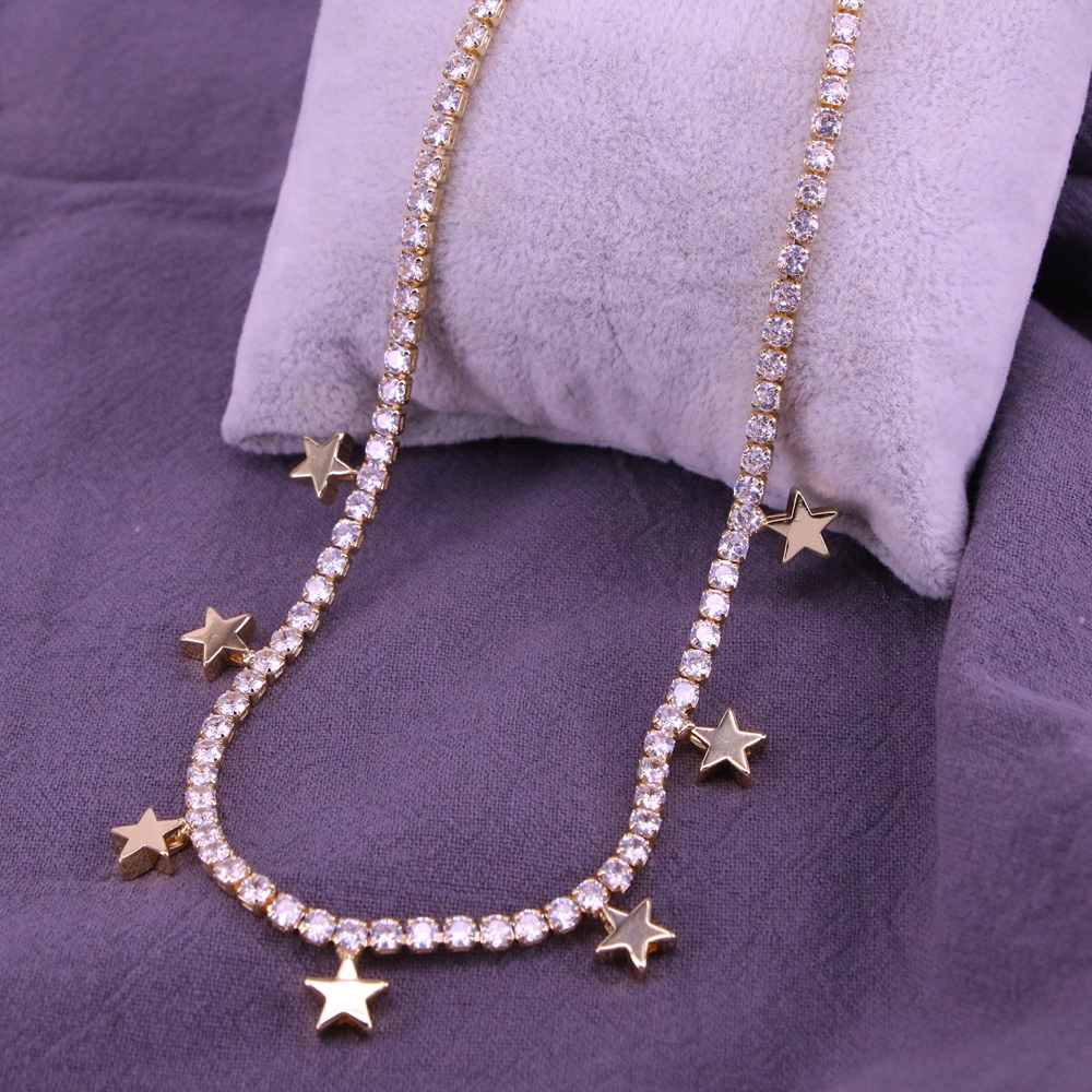 Fashion Star Moon Heart Shape Copper Necklace Inlay Zircon Copper Necklaces