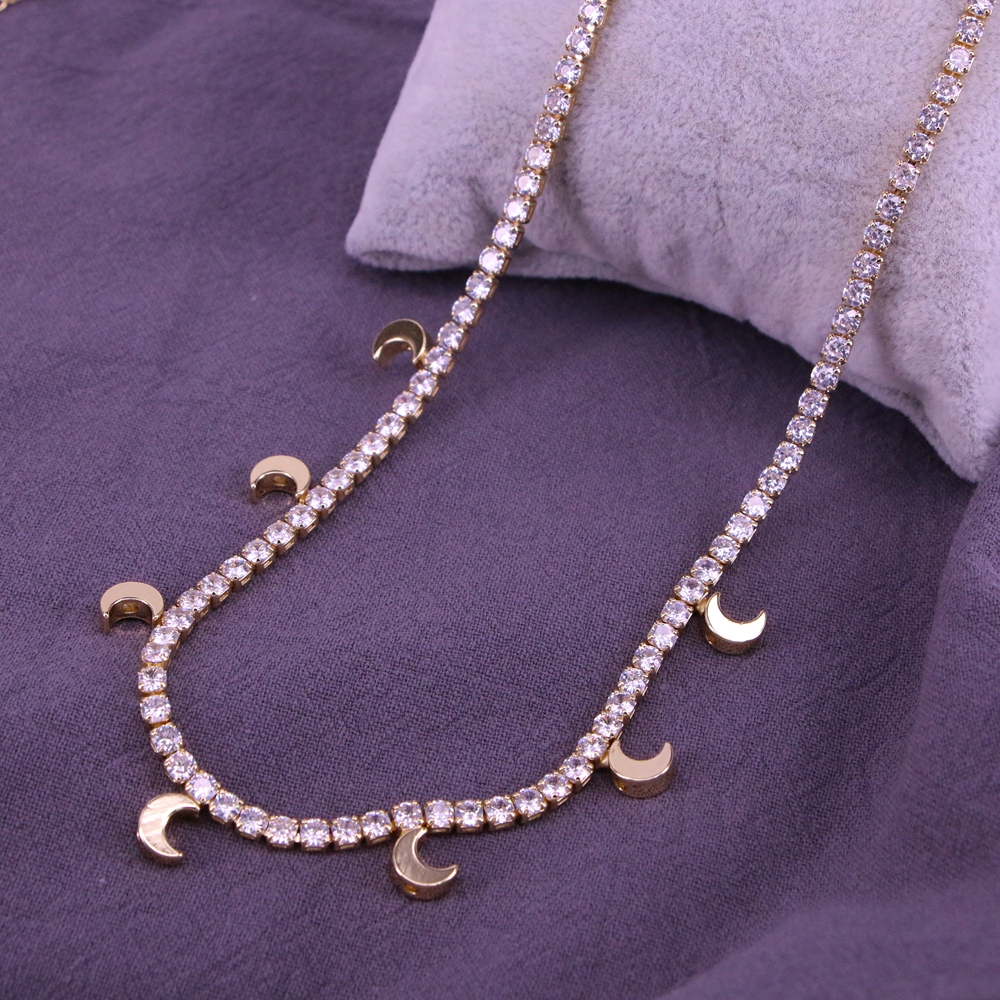 Fashion Star Moon Heart Shape Copper Necklace Inlay Zircon Copper Necklaces