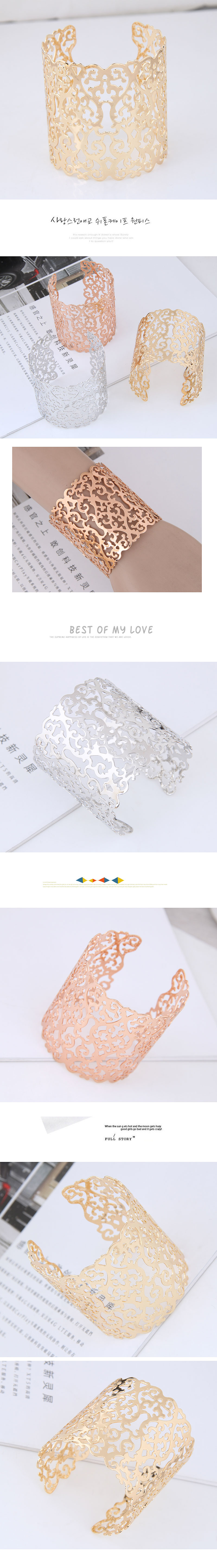 Retro Irregular Alloy Hollow Out Bangle 1 Piece