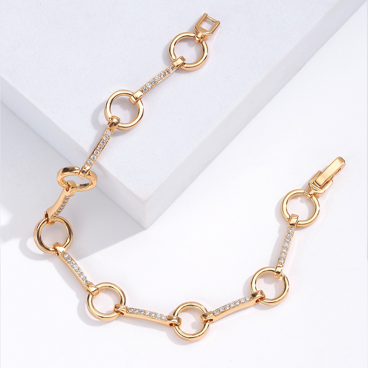 Simple Style Round Square Copper Bracelets Plating Inlaid Zircon Zircon Copper Bracelets
