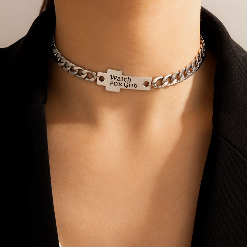 Punk Letter Number Alloy Choker 1 Piece