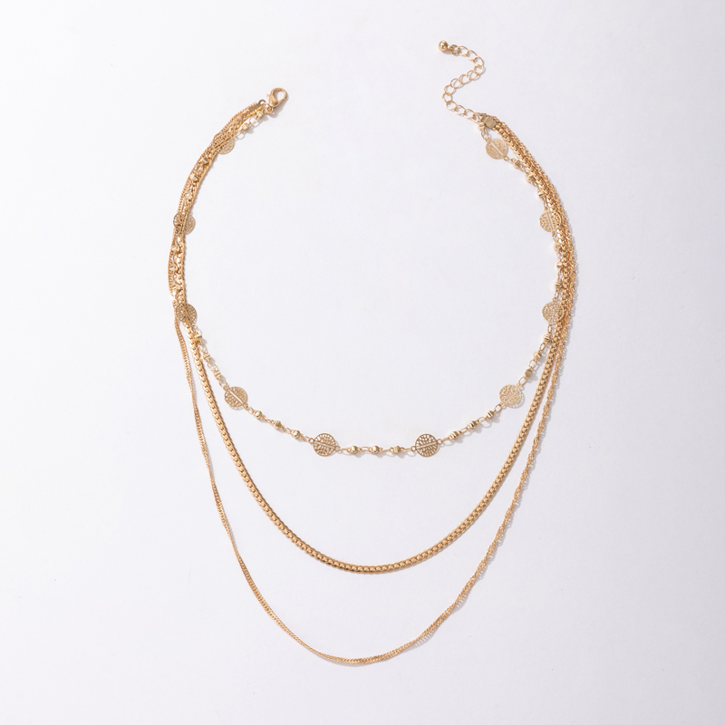 Simple Style Round Alloy Layered Plating Necklace