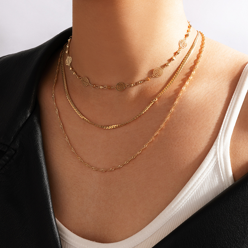 Simple Style Round Alloy Layered Plating Necklace