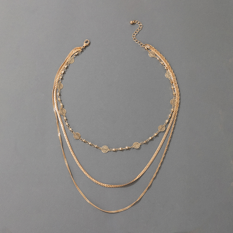 Simple Style Round Alloy Layered Plating Necklace