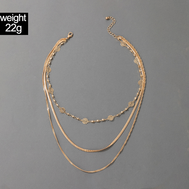 Simple Style Round Alloy Layered Plating Necklace