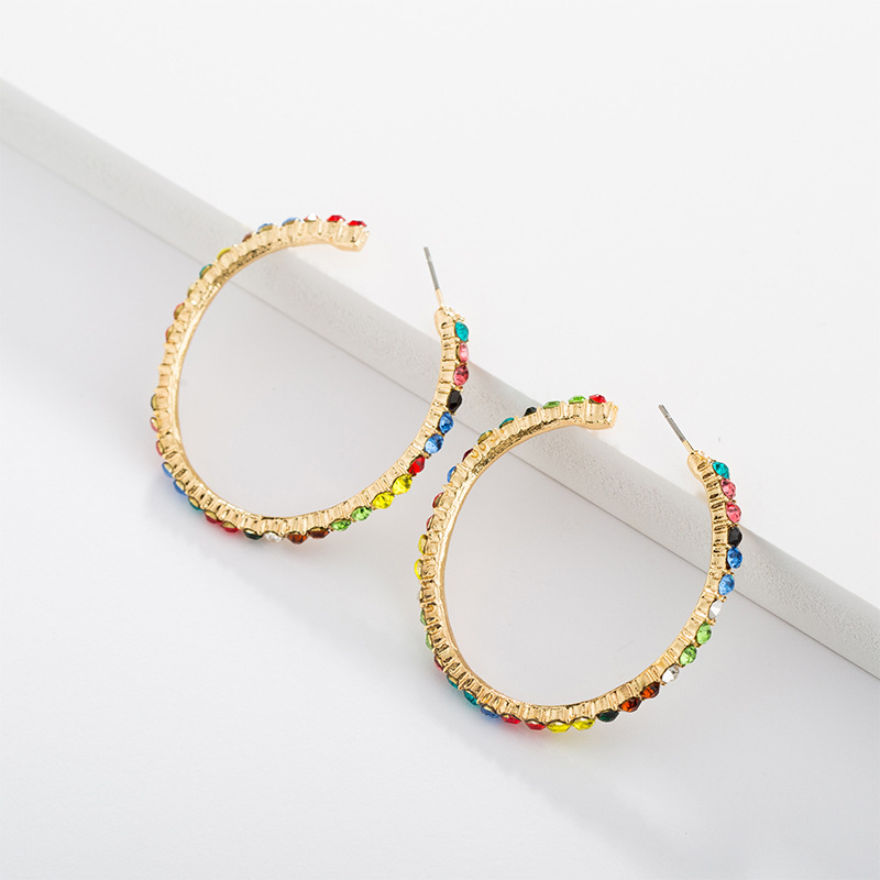 Fashion Geometric Alloy Plating Artificial Rhinestones Earrings 1 Pair