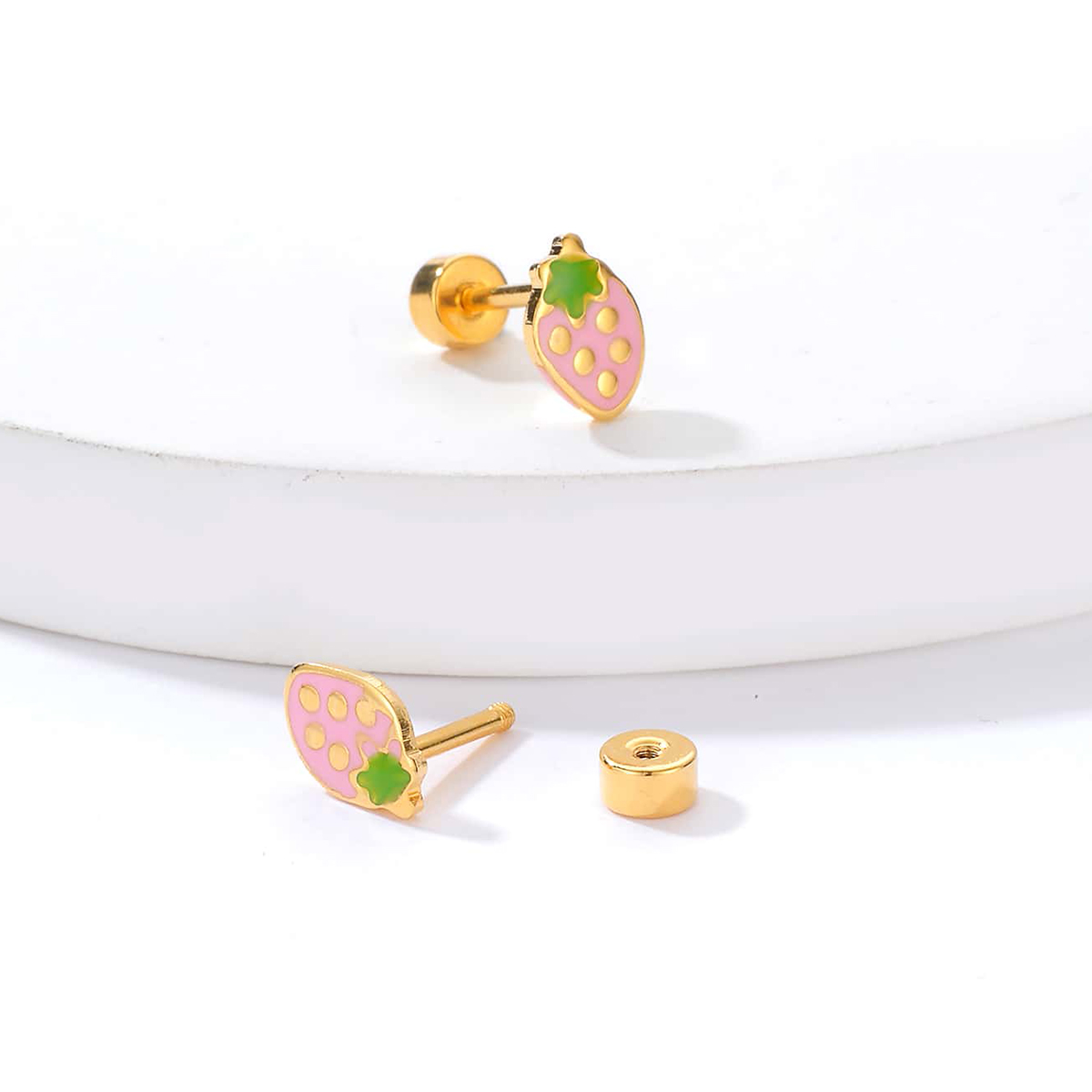 Simple Style Strawberry Stainless Steel Ear Studs