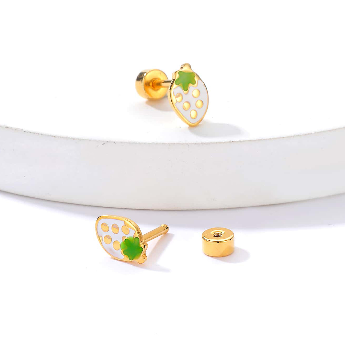 Simple Style Strawberry Stainless Steel Ear Studs