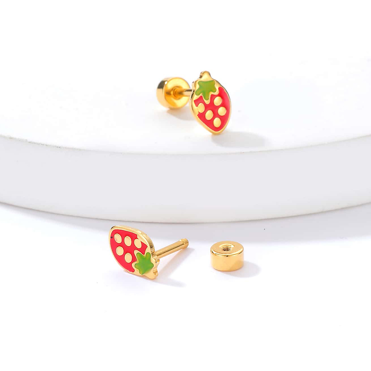 Simple Style Strawberry Stainless Steel Ear Studs