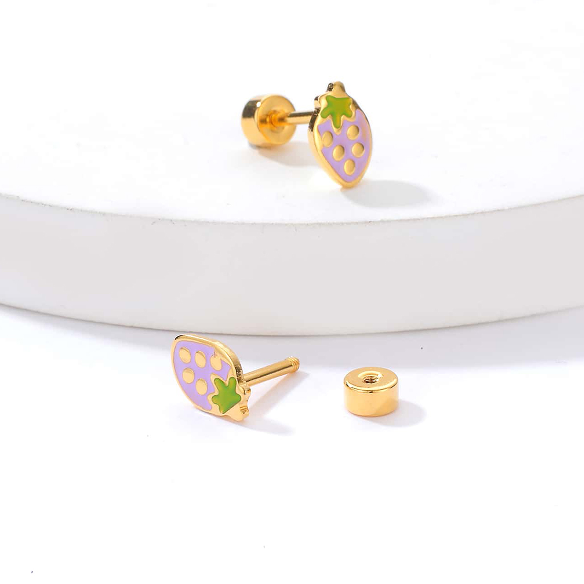 Simple Style Strawberry Stainless Steel Ear Studs
