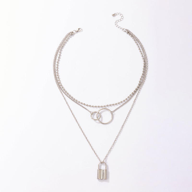 Fashion Lock Alloy Layered Necklace