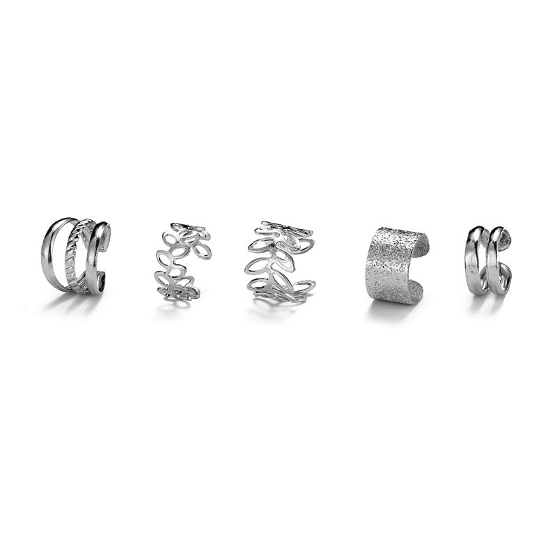 Simple Style Leaf Alloy Plating Metal Ear clips 5 Pieces