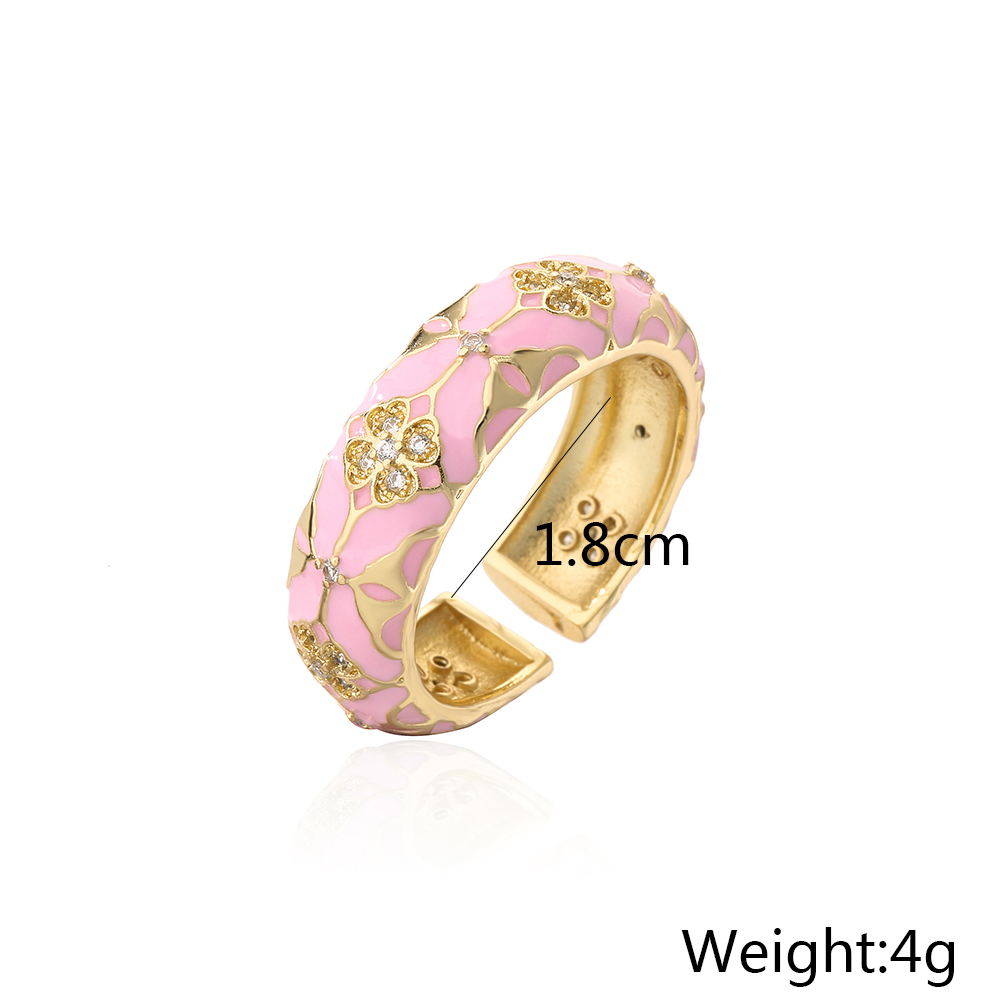 Fashion Geometric Copper Open Ring Epoxy Zircon Copper Rings