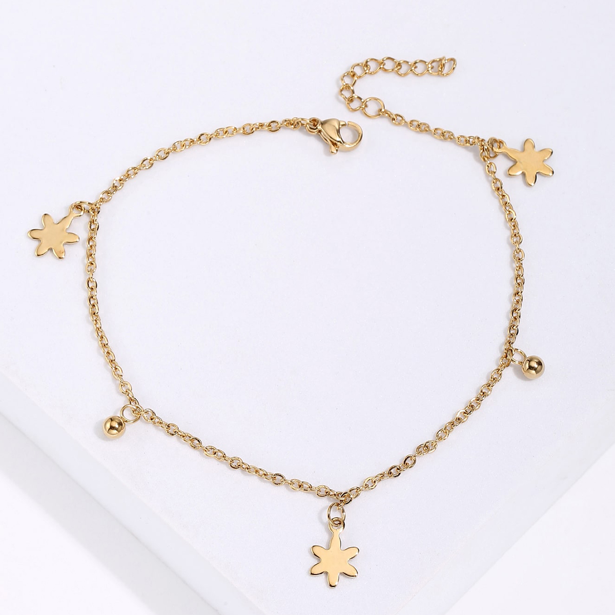 Simple Style Flower Stainless Steel Plating Anklet 1 Piece