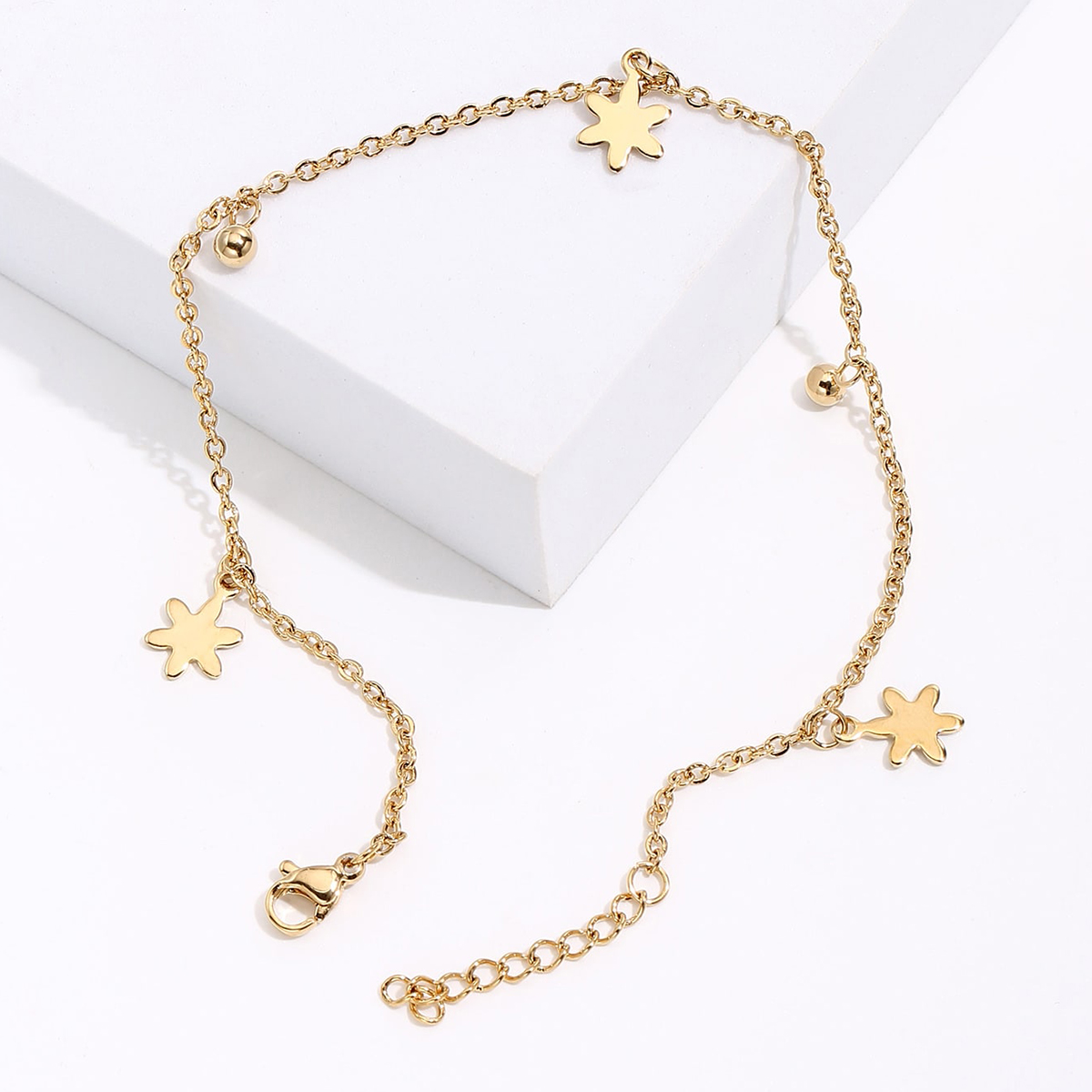 Simple Style Flower Stainless Steel Plating Anklet 1 Piece