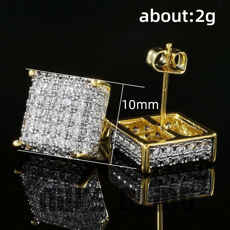 Fashion Square Copper Ear Studs Plating Rhinestones Copper Earrings