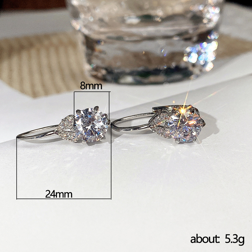 Fashion Geometric Copper Drop Earrings Plating Zircon Copper Earrings