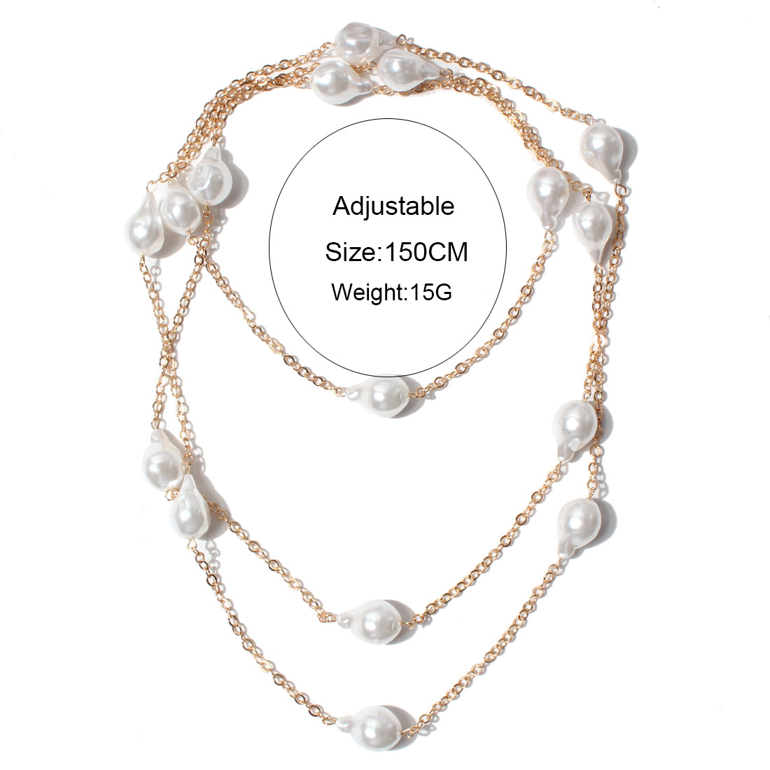 Fashion Geometric Alloy Baroque Pearls Metal Layered Necklaces 1 Piece