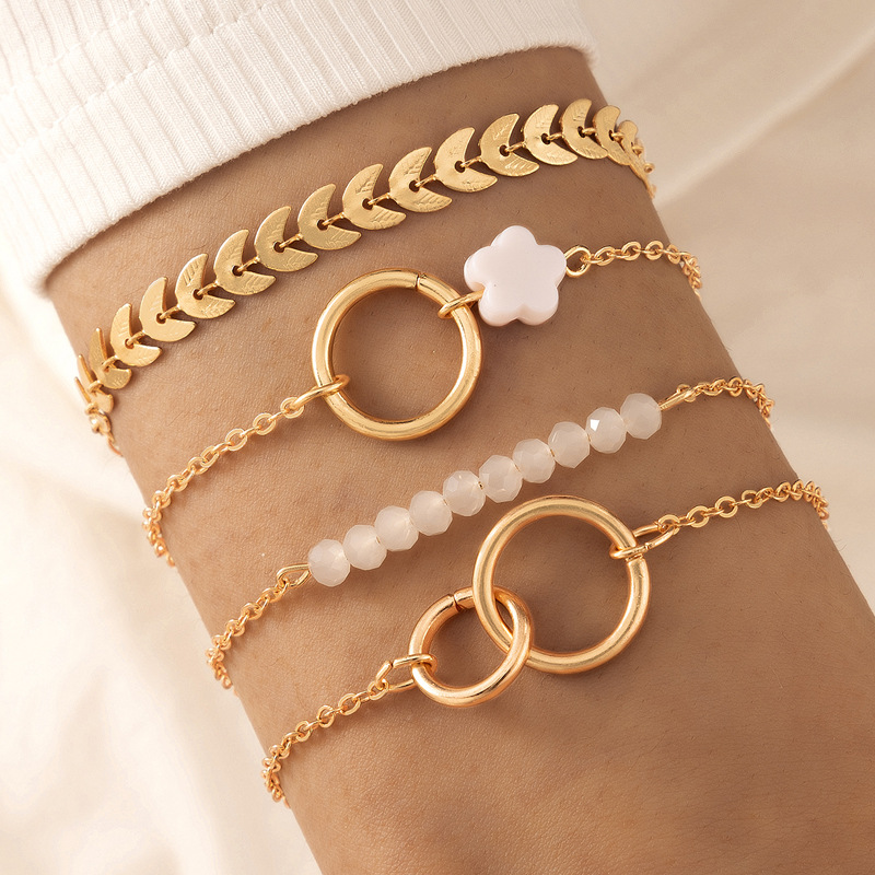 Vintage Style Heart Shape Snake Shell Alloy Bracelets 1 Set