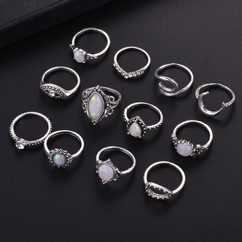 Romantic Lightning Alloy Plating Resin Rings 1 Set