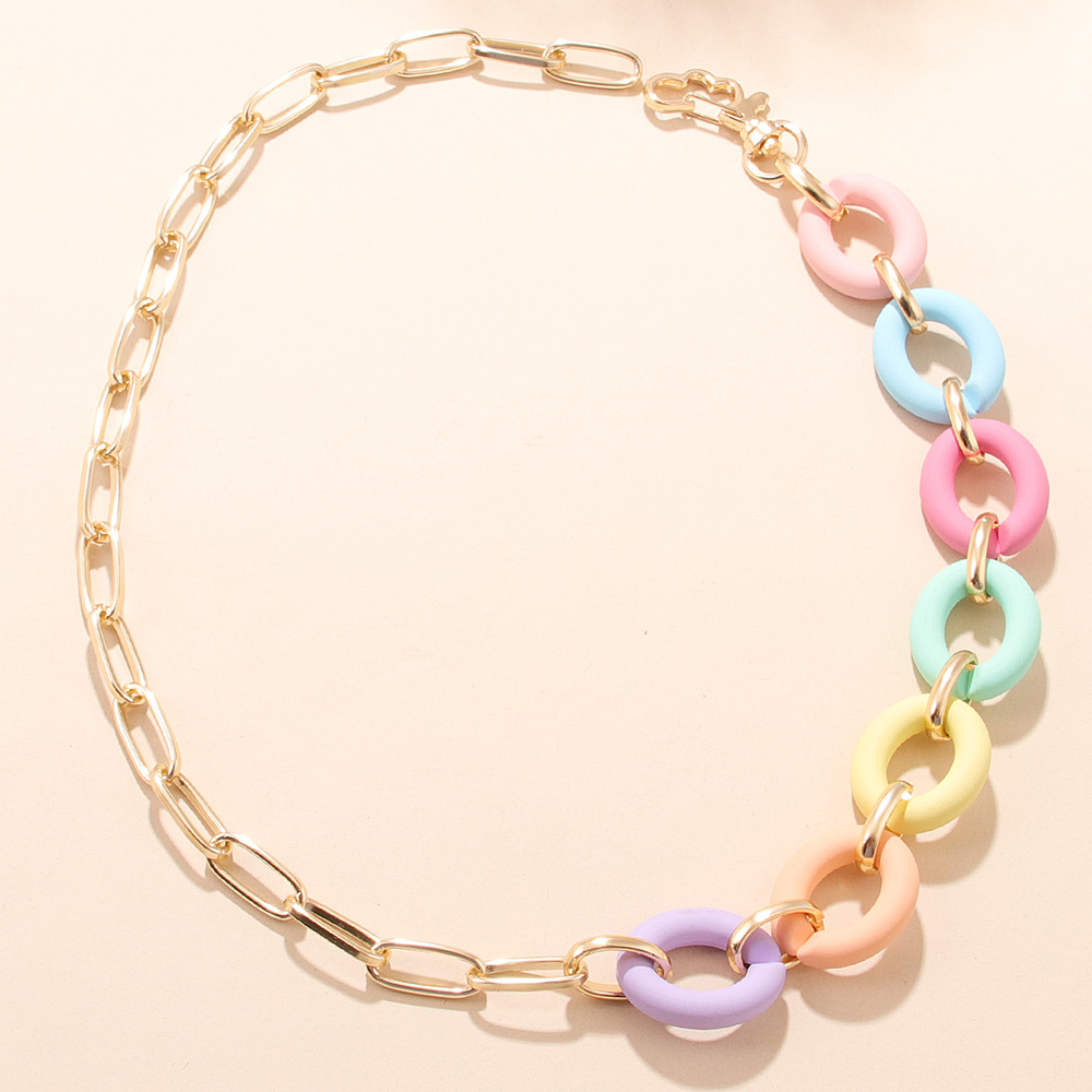 Casual Oval Arylic Aluminum Splicing Necklace 1 Piece