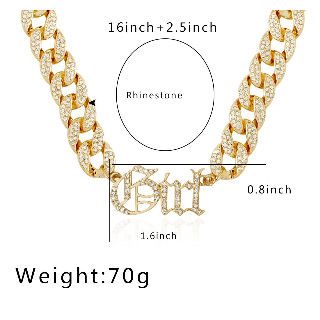 Shiny Letter Alloy Rhinestone Necklace 1 Piece