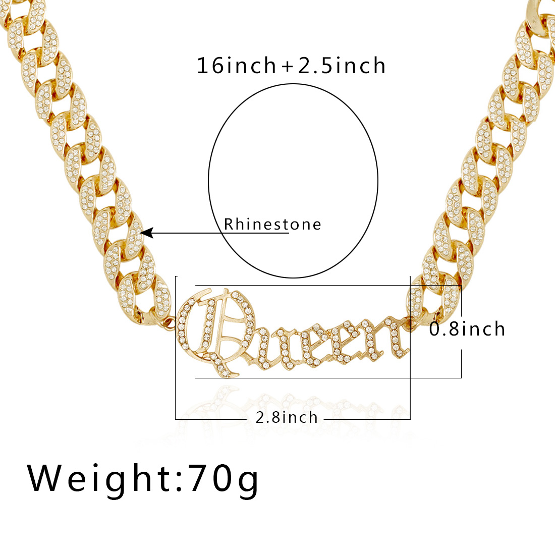 Shiny Letter Alloy Artificial Rhinestones Necklace 1 Piece