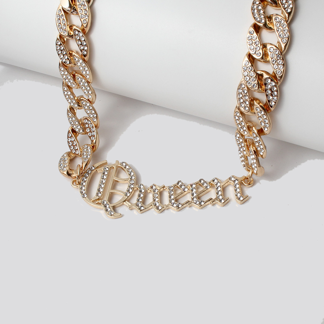 Shiny Letter Alloy Artificial Rhinestones Necklace 1 Piece